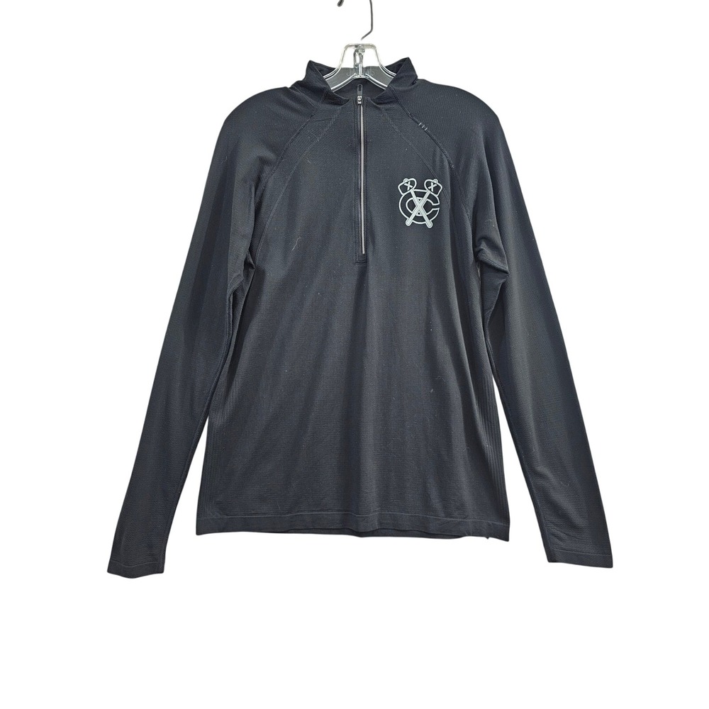 Lululemon 1/2 Zip Pullover Mens M Black Solid Metal Vent Tech Chicago Blackhawks